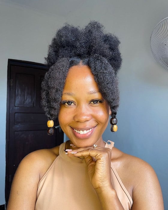 Double Puff With Braided Sides Double Puff With Braided Sides — Simple Puff Hairstyles