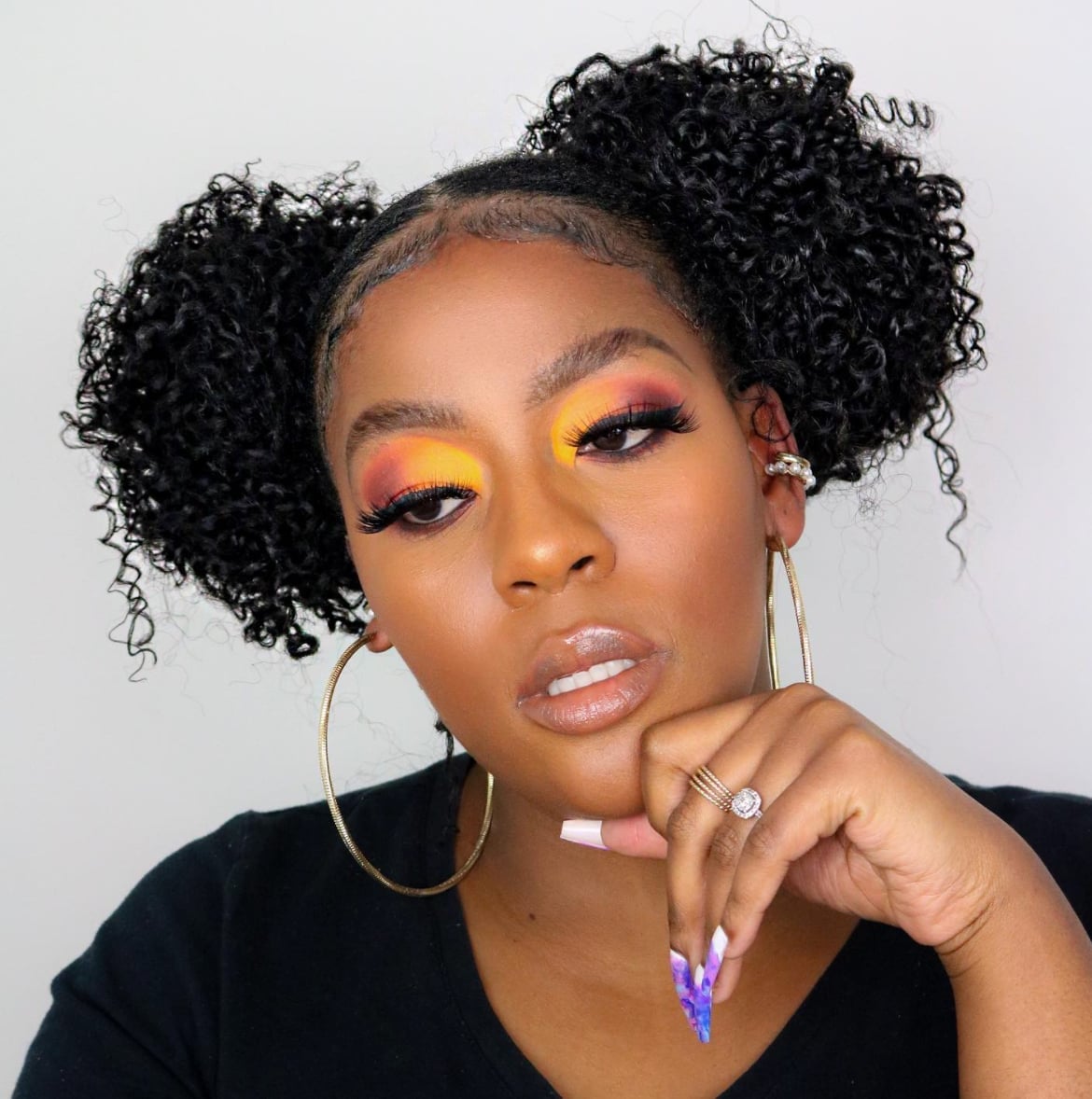 Double Curly Puffs With Face Framing, Collarbone Double Curly Puffs With Face Framing, Collarbone — Simple Puff Hairstyles