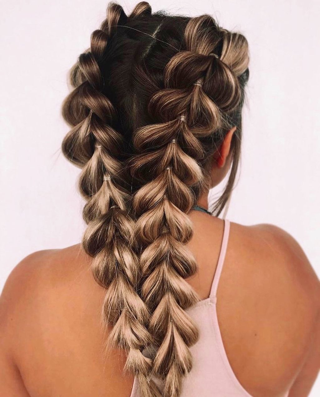 Voluminous Dutch Braids With Blonde Highlights Voluminous Dutch Braids With Blonde Highlights — Simple Quick Braids Hairstyle