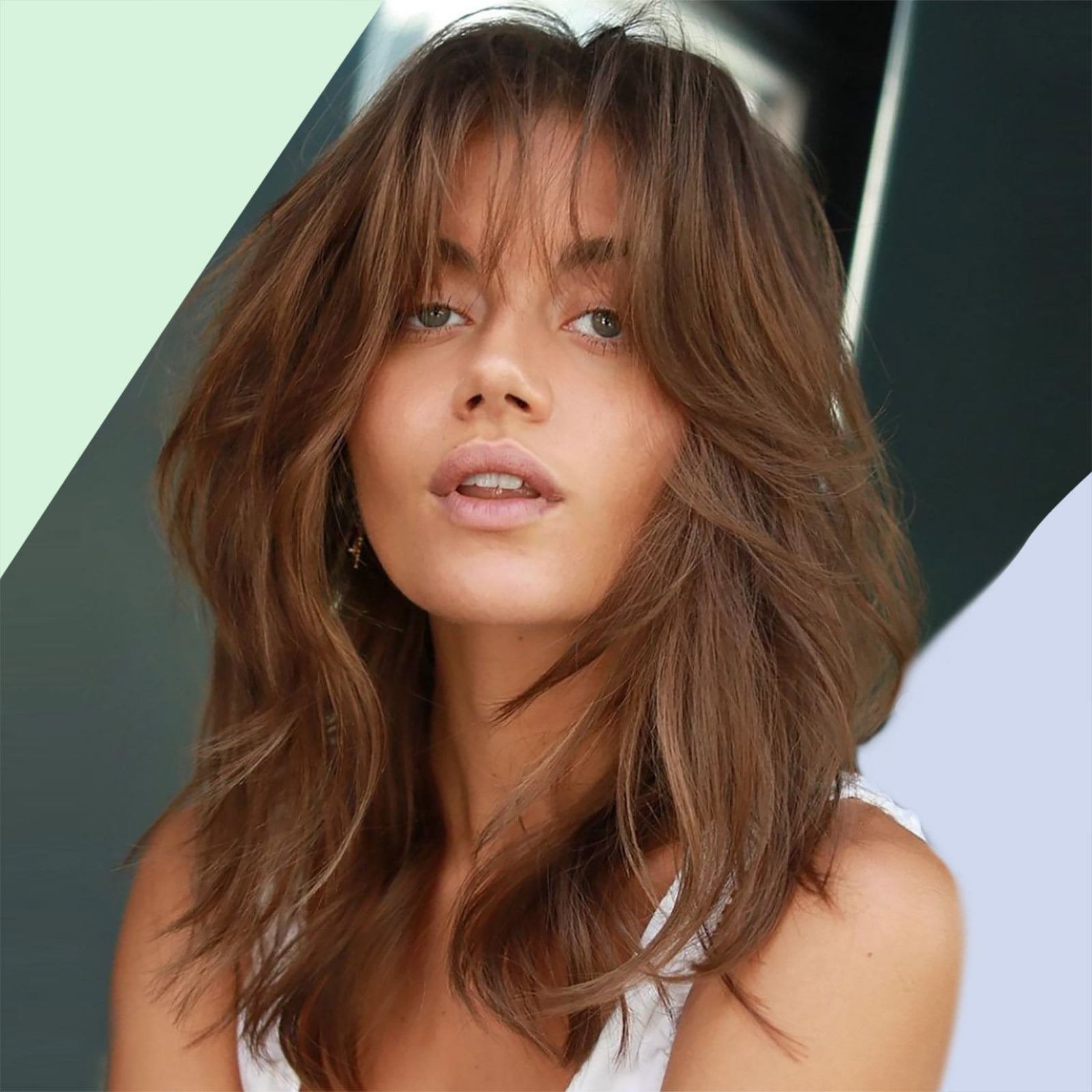 Shag With Curtain Bangs And Shoulder Length, Textured Wavy Manner Shag With Curtain Bangs And Shoulder Length, Textured Wavy Manner — Simple Rachel Haircuts