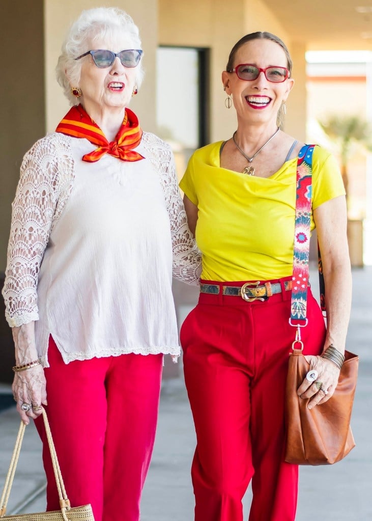 Red Trousers with White Lace Top and Yellow Top Red Trousers with White Lace Top and Yellow Top — Simple Red Pants Outfits