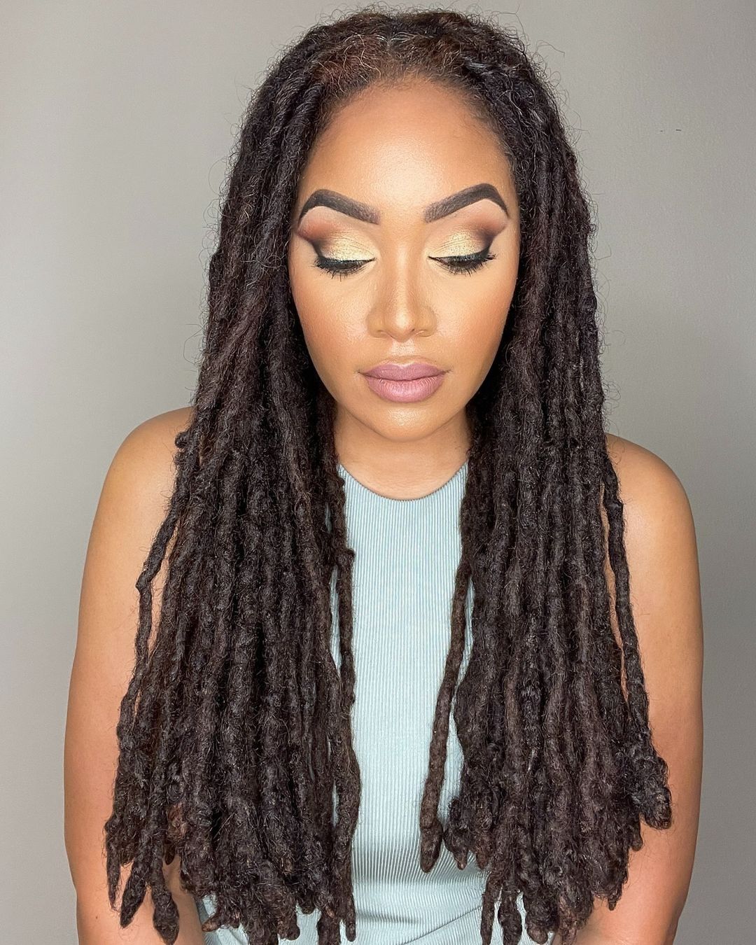 Mid-Back Wavy Locs With Dark Brown Base — Simple Retwist Locs