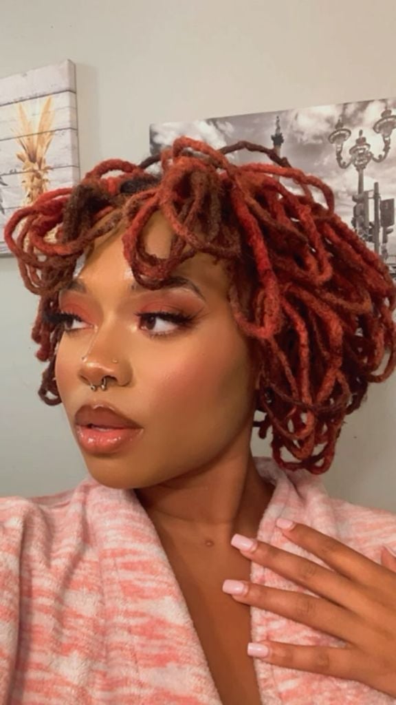 Short Wavy Locs In Red And Brown Mix — Simple Retwist Locs