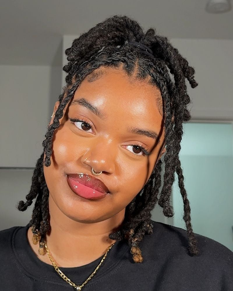 Medium Density Black Locs Half-Up Half-Down — Simple Retwist Locs