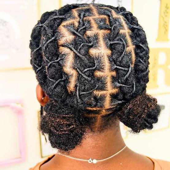 Mid-Back Black Locs In Two Low Buns — Simple Retwist Locs