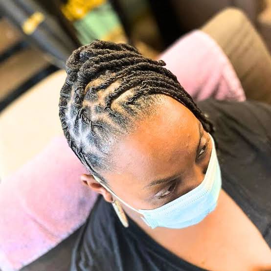 Short Black Locs With Geometric Parting — Simple Retwist Locs