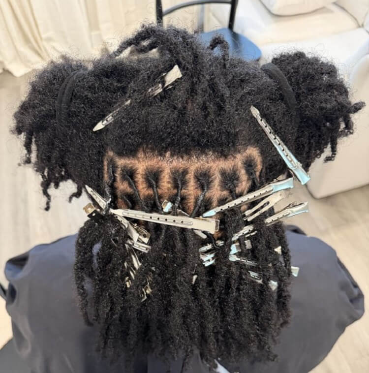 Shoulder Length Black Locs Retwist In Progress, Coily — Simple Retwist Locs
