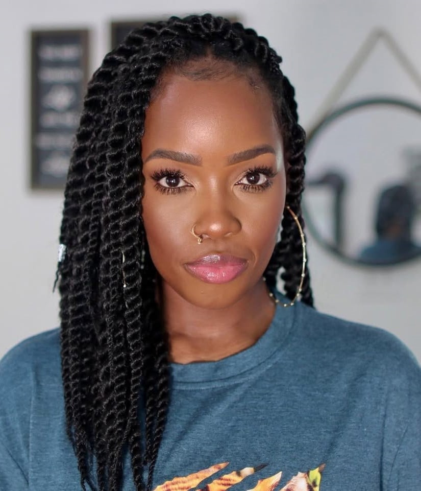 Shoulder Length Black Senegalese Twists — Simple Senegalese Twists