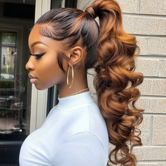 Mid-Back High Ponytail With Wispy Bangs — Simple Sew in Hairstyles