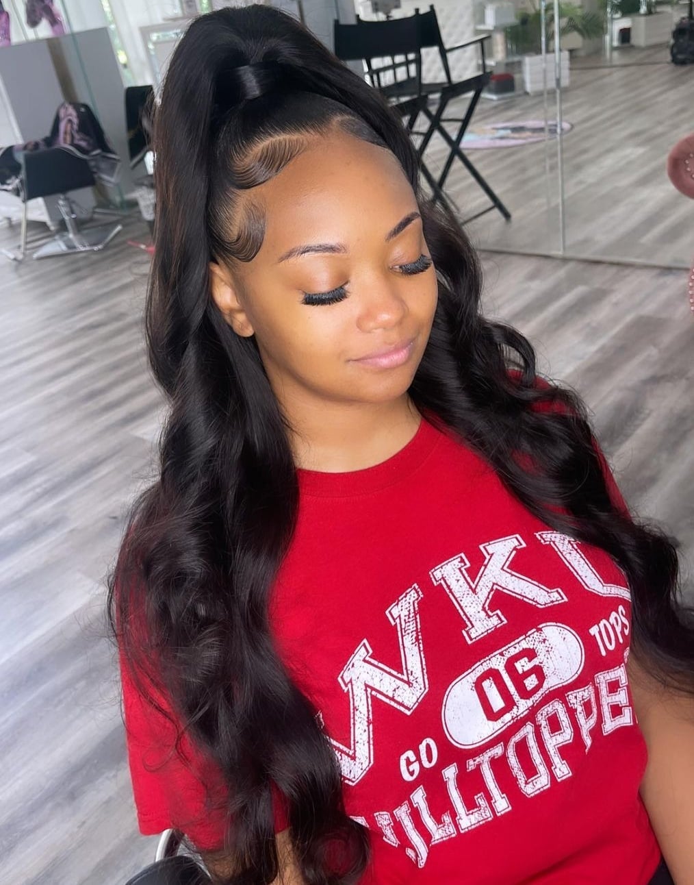 Mid-Back High Ponytail With Loose Waves — Simple Sew in Hairstyles