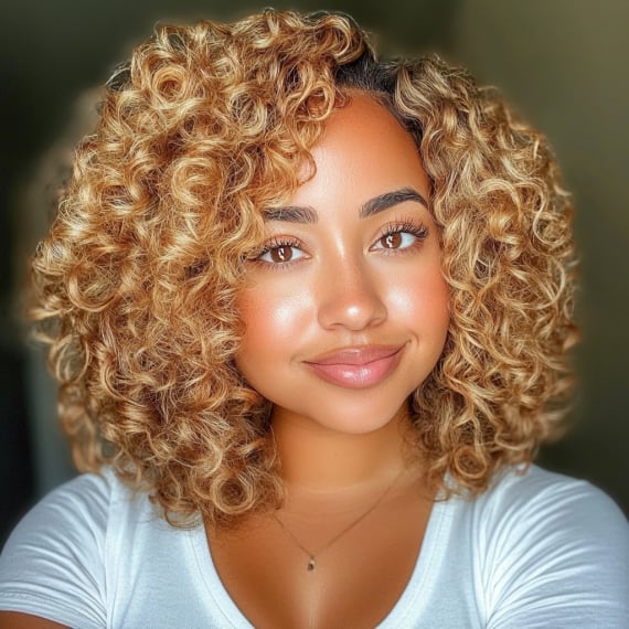 Shoulder Layered Bob With Honey Blonde Curls — Simple Sew in Hairstyles