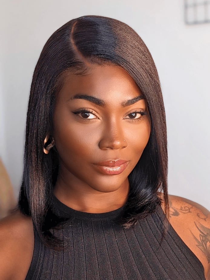 Sleek Chin Length Bob With Side Part — Simple Sew in Hairstyles