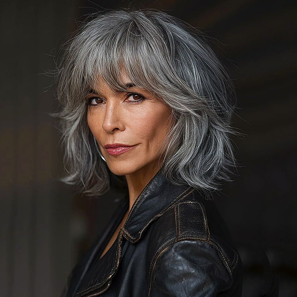 Shoulder Length Gray Silver Shag — Simple Shag Hair