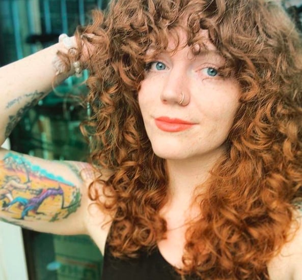 Mid-Back Length Honey Blonde Shag With Highlights, Curtain Bangs — Simple Shag Hair