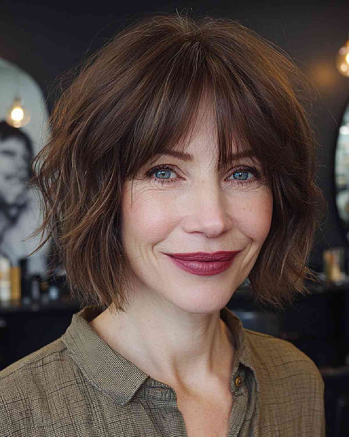 Chin Length Shag With Choppy Layers And Bangs — Simple Shag Hair
