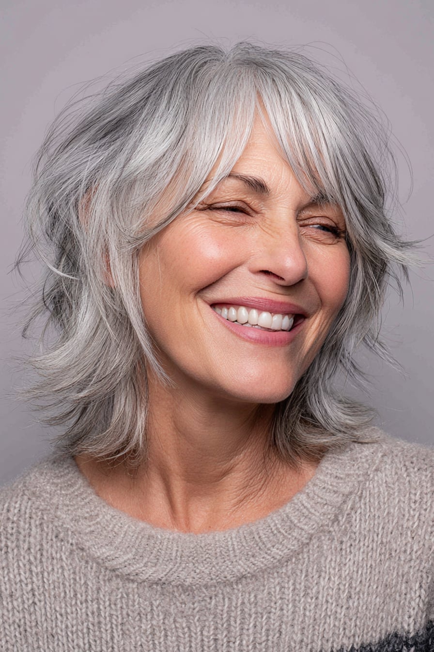 Short Shag With Side Swept Bangs — Simple Shag Hair