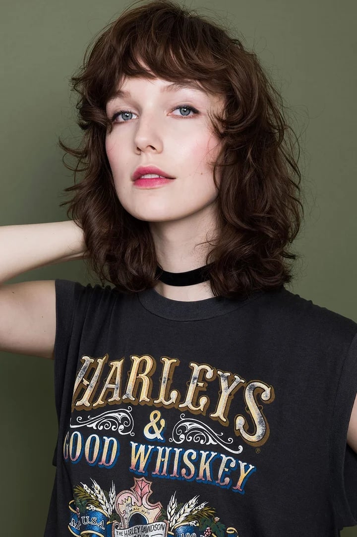 Shoulder Length Shag With Full Bangs — Simple Shag Hair