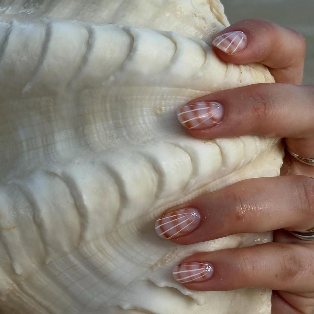 Clear White Lines Short Natural Nails — Simple Short Nails