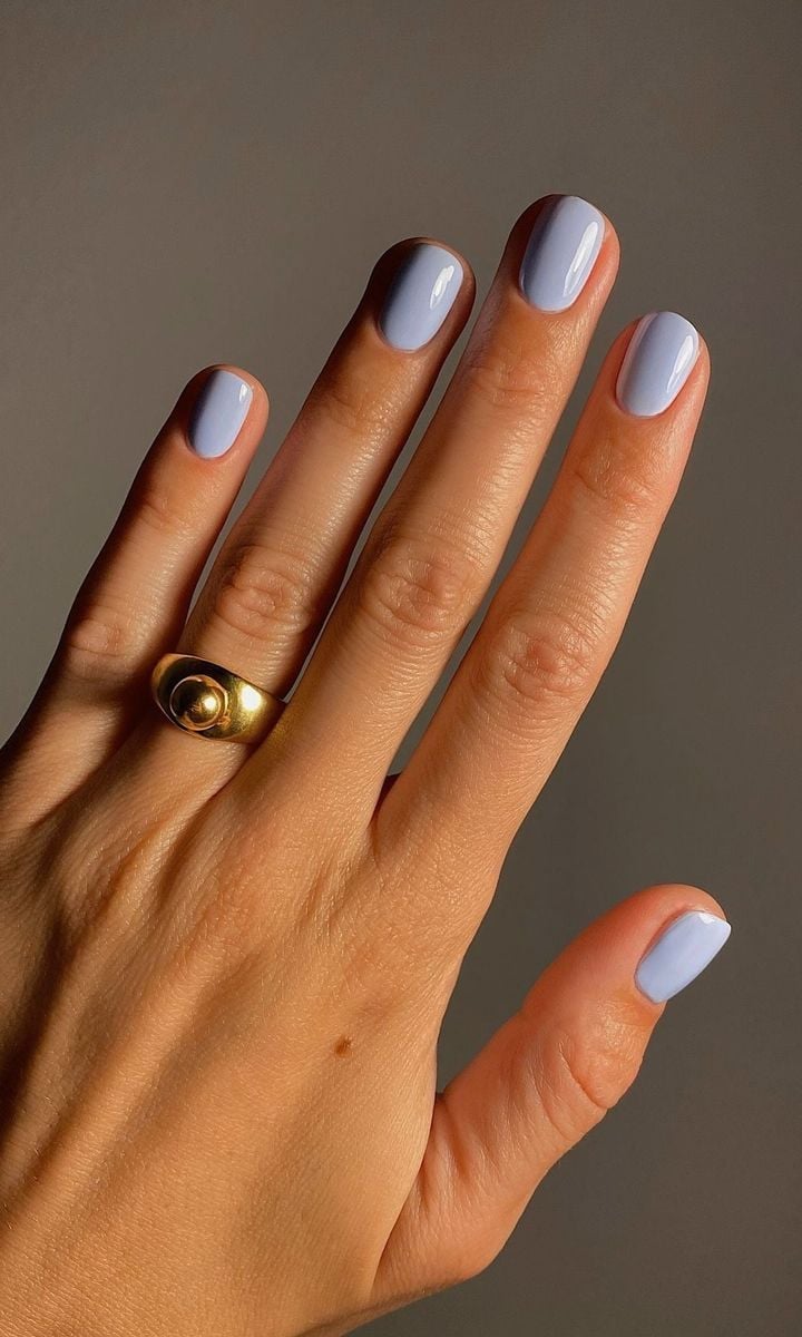Lavender Glossy Short Square Nails — Simple Short Nails