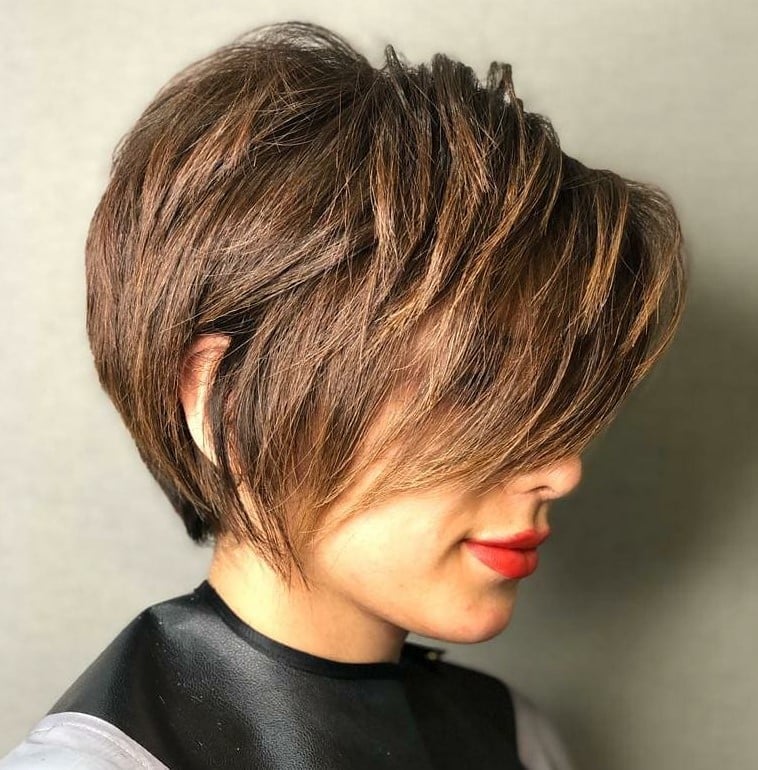 Textured Pixie Bob With Side Bangs — Simple Side Bangs
