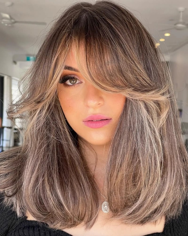 Ash Blonde Mid-Back With Curtain Bangs — Simple Side Bangs