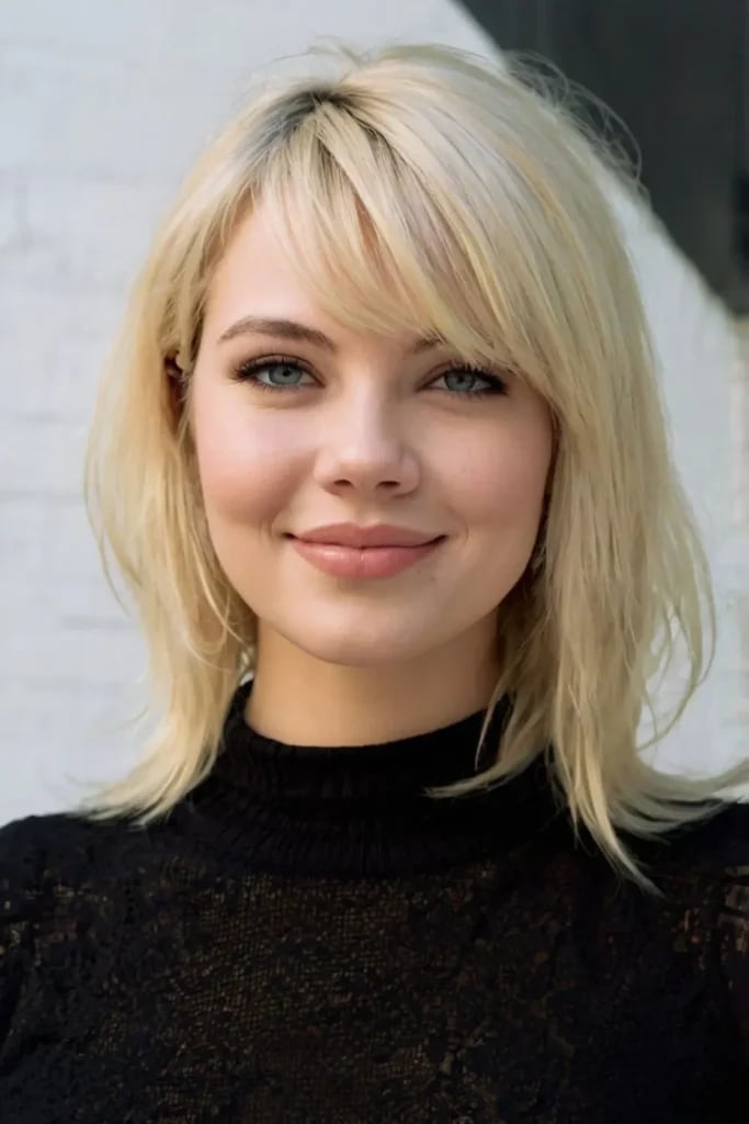 Collarbone Ash Blonde Lob with Soft Side Bangs Collarbone Ash Blonde Lob with Soft Side Bangs — Simple Side Bangs Hairstyles