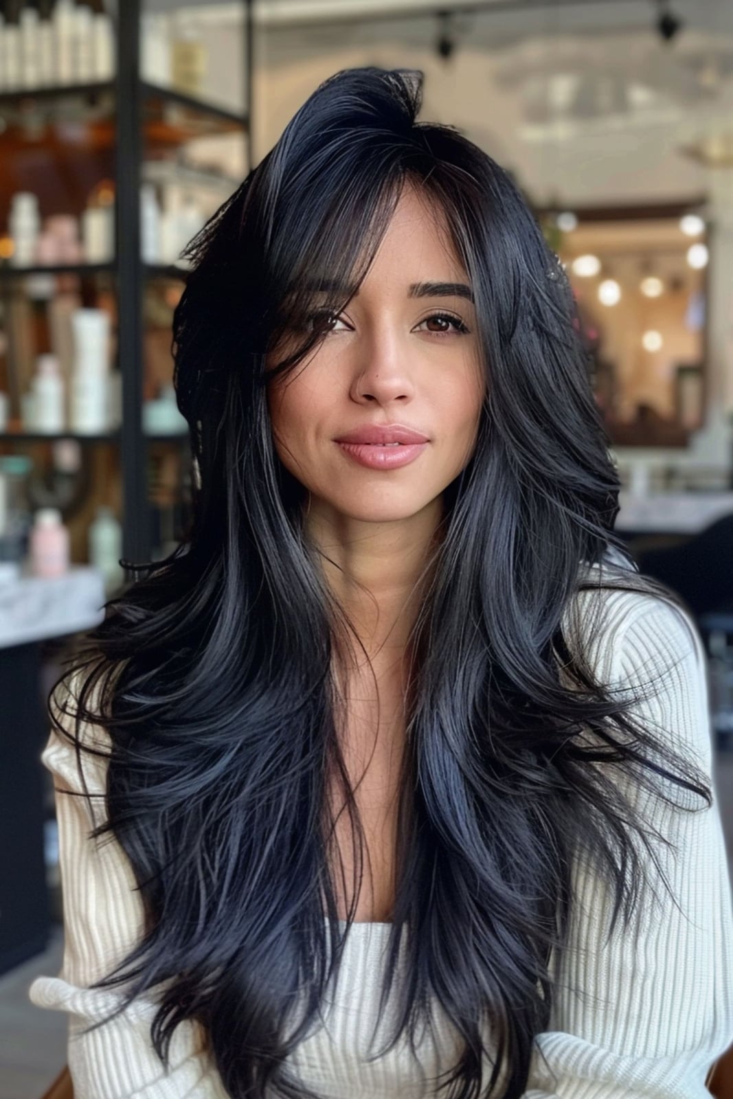 Long Dark Brown Layers with Textured Side Bangs Long Dark Brown Layers with Textured Side Bangs — Simple Side Bangs Hairstyles