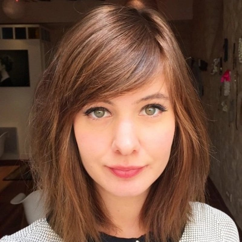 Collarbone Bob Rich Brown with Wispy Side Bangs Collarbone Bob Rich Brown with Wispy Side Bangs — Simple Side Bangs Hairstyles