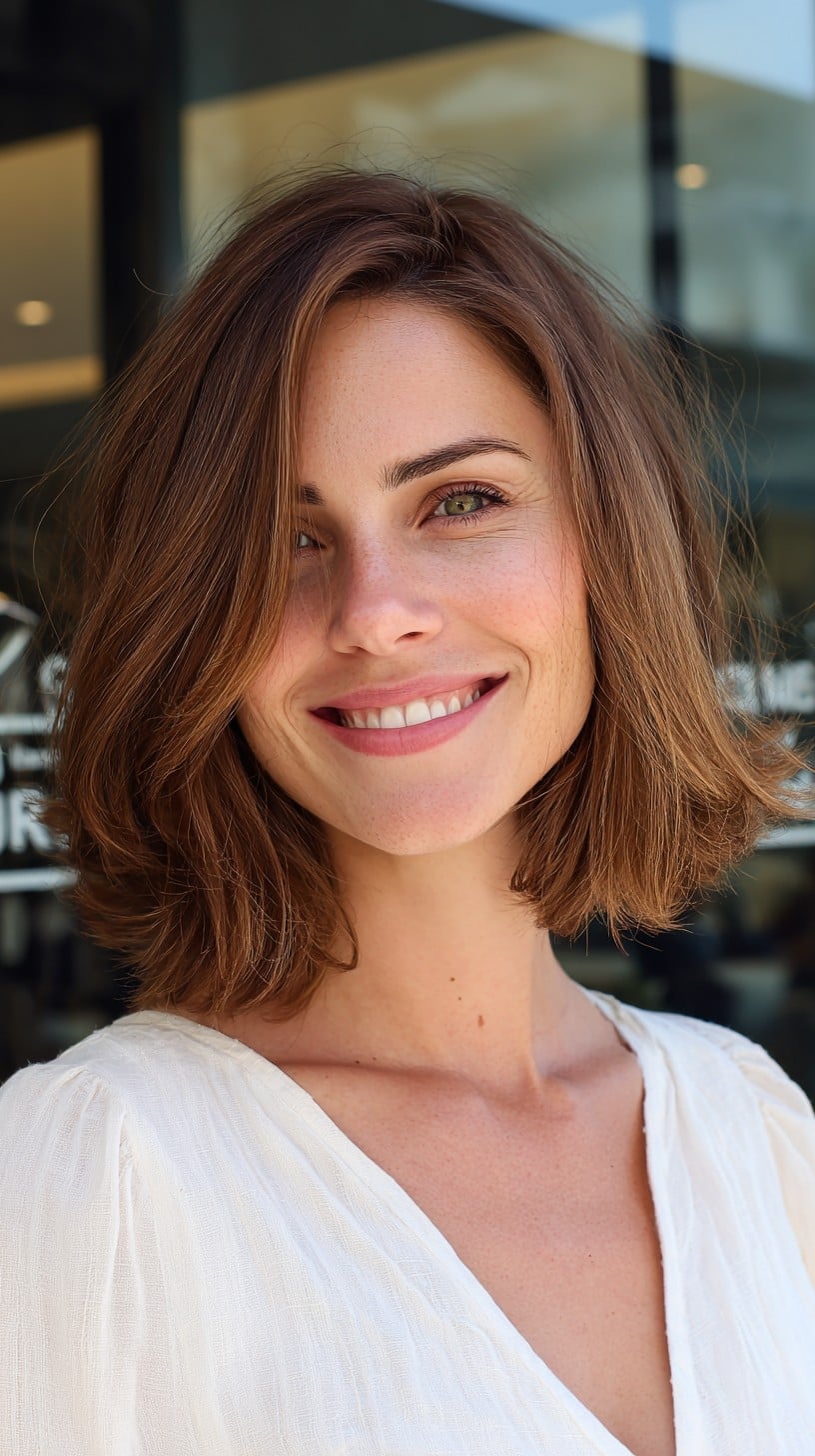 Collarbone Bob With Soft Waves — Simple Side Part Hairstyles
