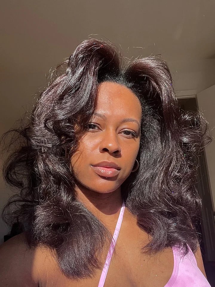Voluminous Dark Brown Collarbone Layers — Simple Silk Press Hairstyles