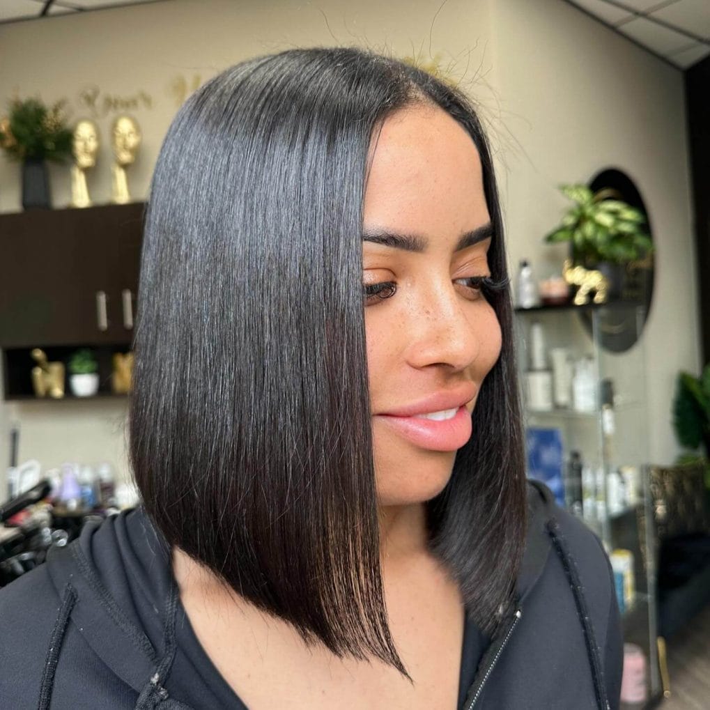 Collarbone Dark Brown Voluminous Waves, Side Swept — Simple Silk Press Hairstyles