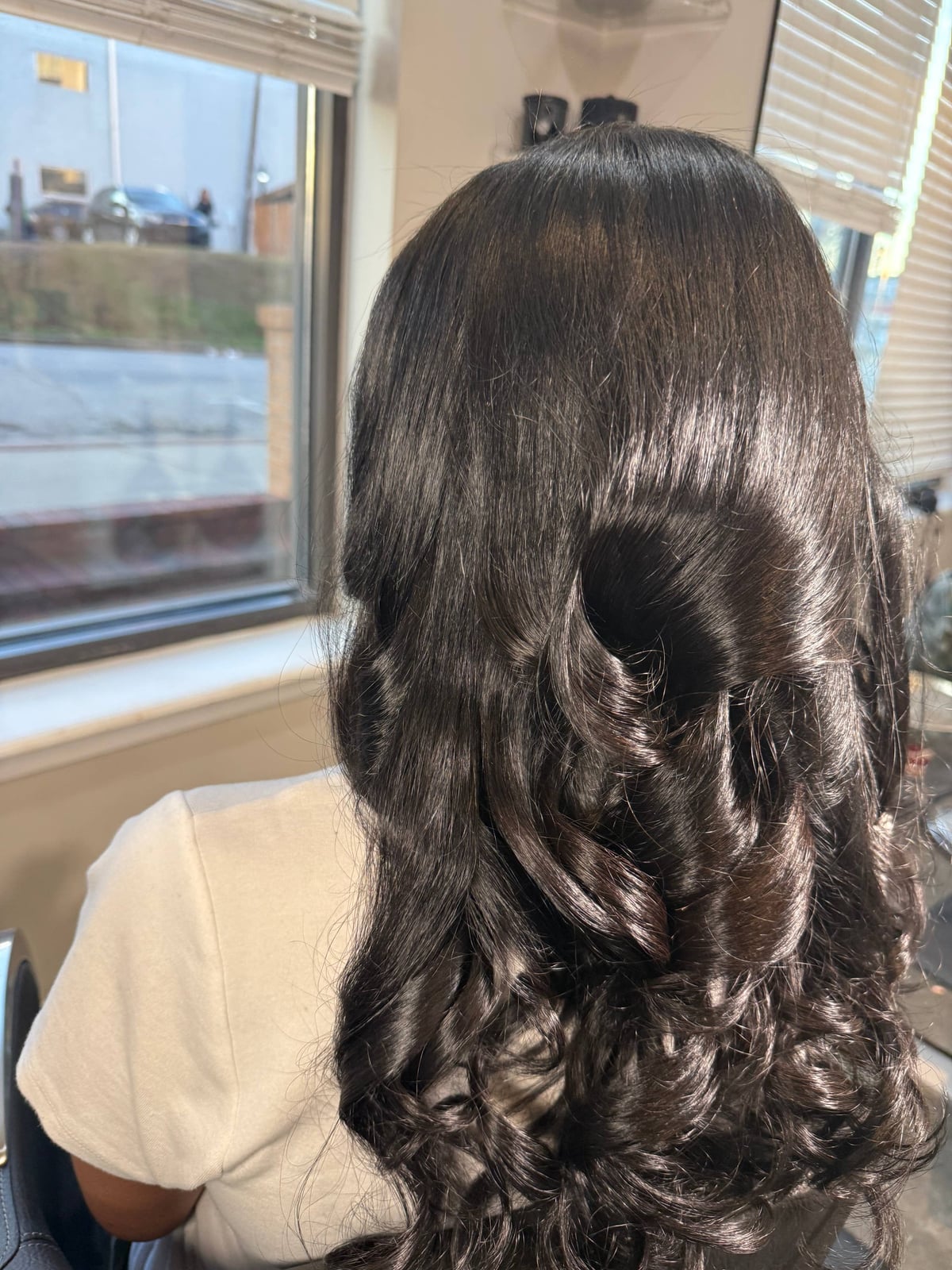 Mid-Back Dark Brown Wavy Curls — Simple Silk Press Hairstyles