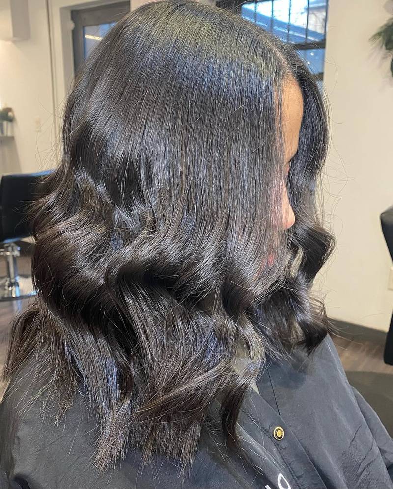 Shoulder Length Dark Brown Loose Waves — Simple Silk Press Hairstyles