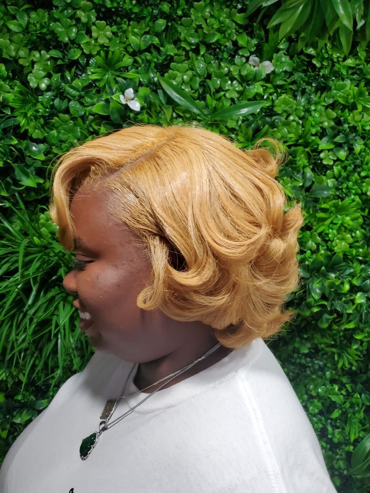 Honey Blonde Ear Length Bob Curls — Simple Silk Press Hairstyles