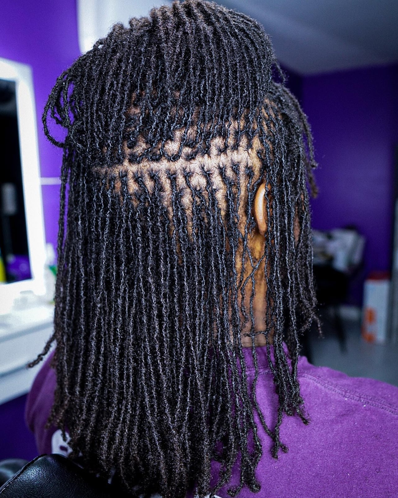 Collarbone Coily Micro Locs Half Up Half Down — Simple Sister Locs