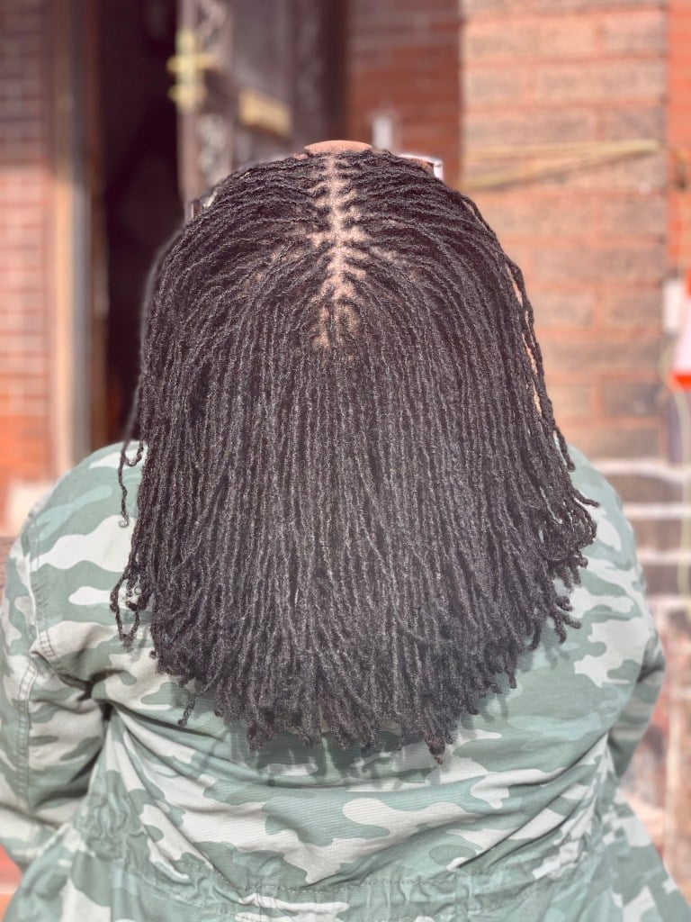 Shoulder Dark Brown Locs Worn Down — Simple Sister Locs