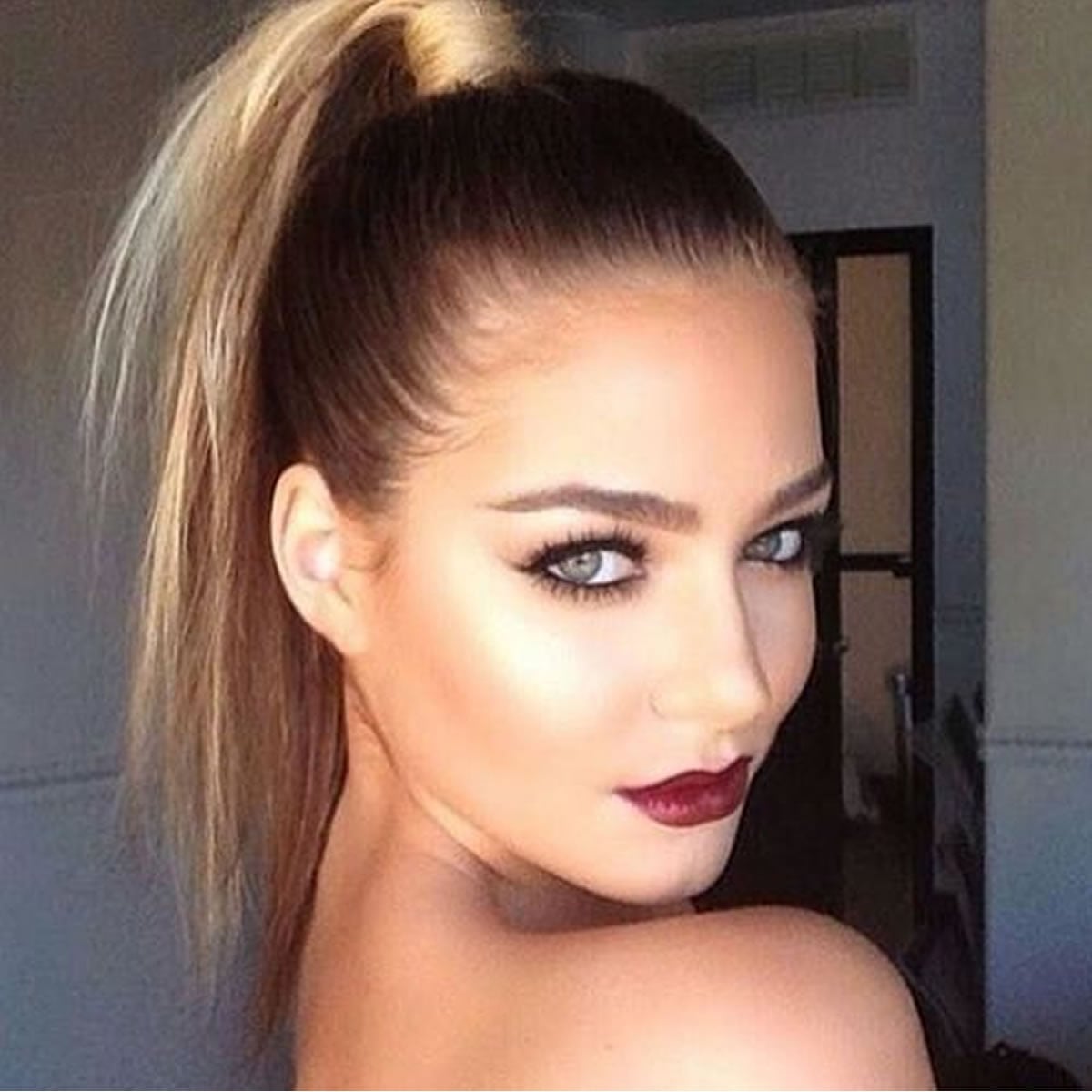 Mid-Back Ponytail With Wispy Bangs Mid-Back Ponytail With Wispy Bangs — Simple Slicked Back Hair