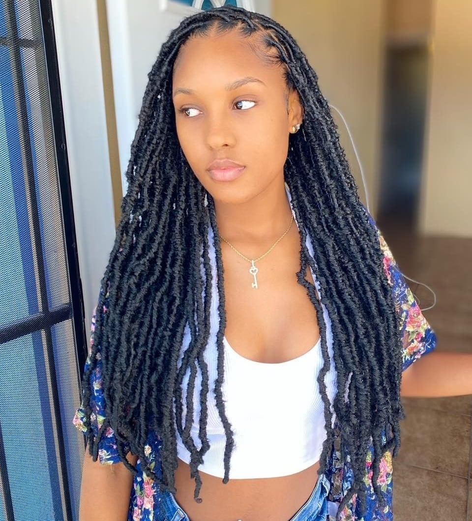 Mid-Back Black Soft Locs Length Volume Mid-Back Black Soft Locs Length Volume — Simple Soft Locs Hairstyles