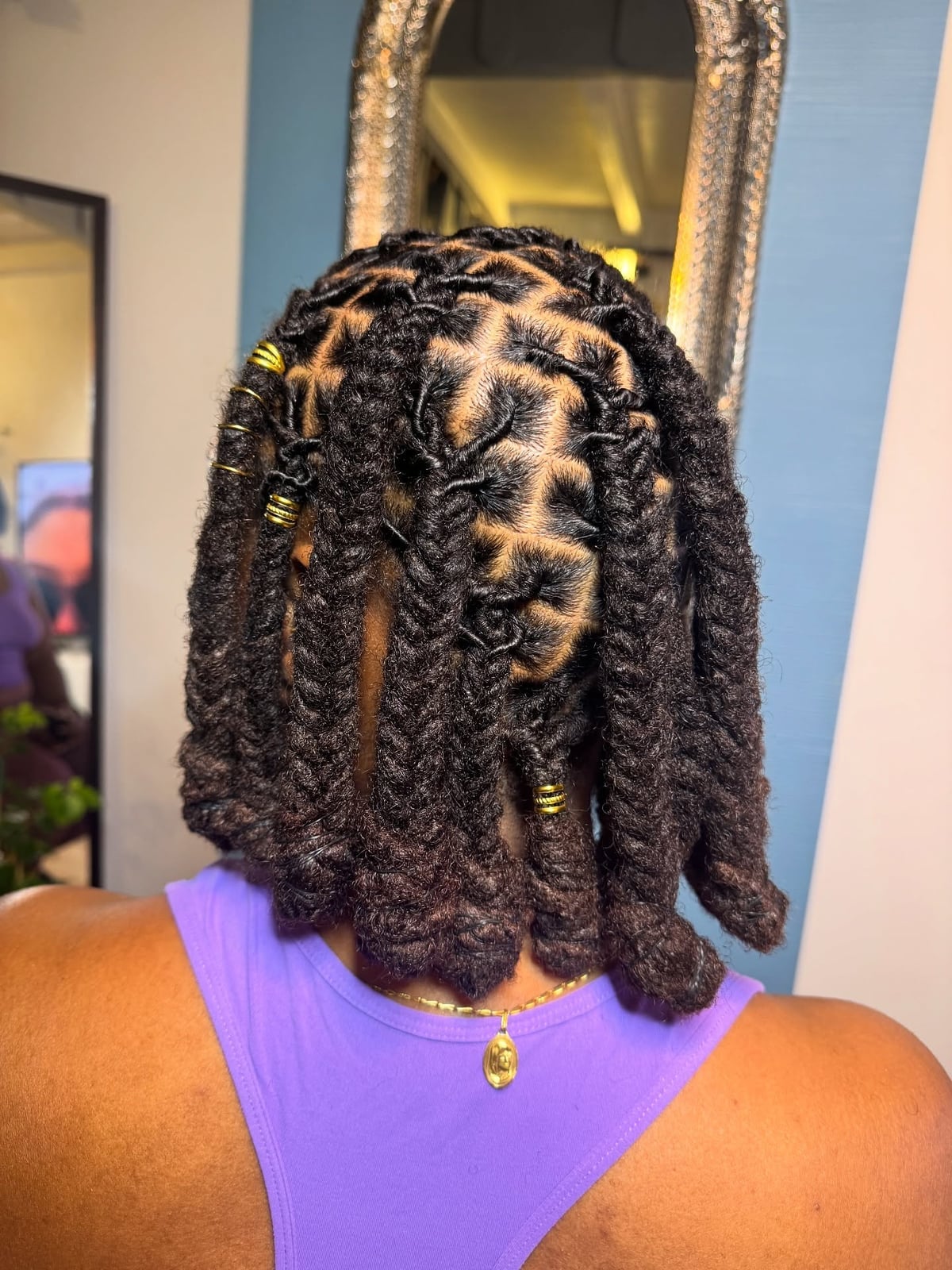 Shoulder Length Black Soft Locs With Gold Cuffs Shoulder Length Black Soft Locs With Gold Cuffs — Simple Soft Locs Hairstyles
