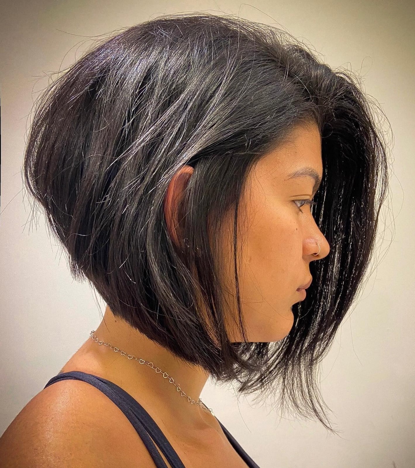 Thick Black Chin Stacked Bob Angle — Simple Stacked Bob