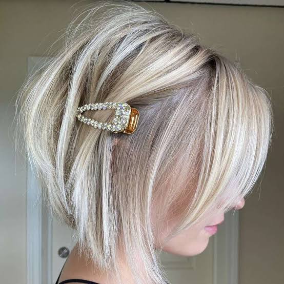 Platinum Stacked Bob With Blunt Bangs — Simple Stacked Bob
