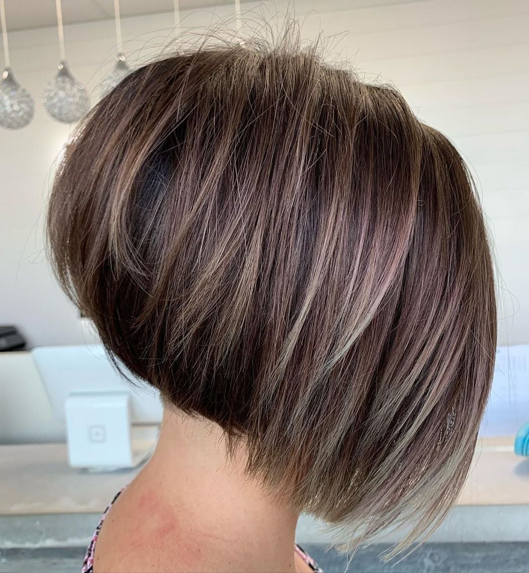 Thick Dark Brown Stacked Bob Volume — Simple Stacked Bob
