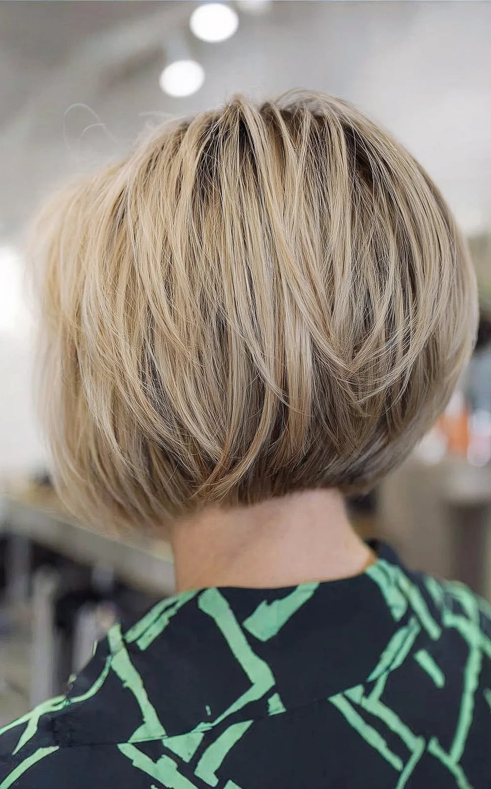 Fine Dark Brown Stacked Bob Blowout — Simple Stacked Bob