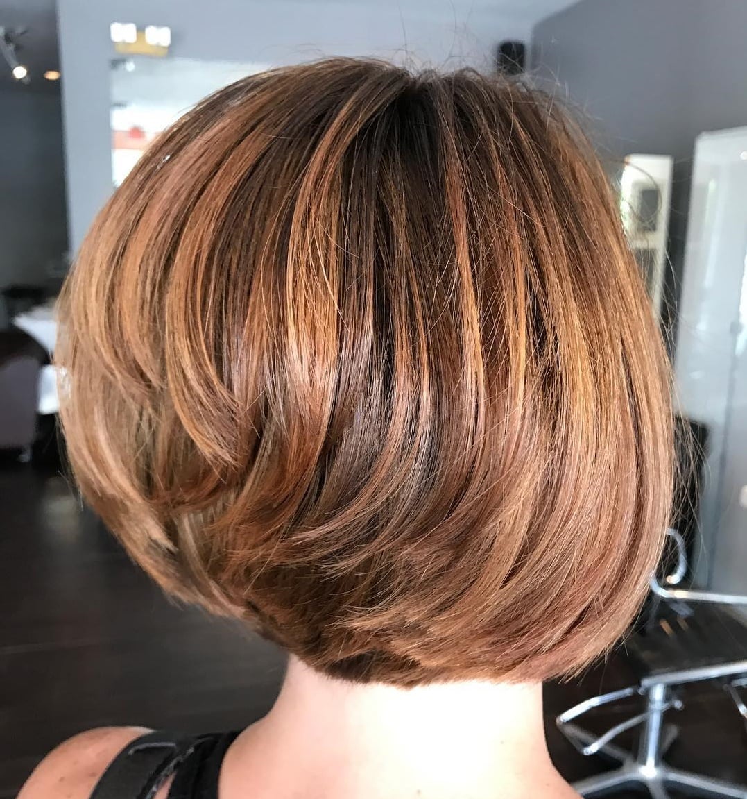 Medium Brown Collarbone Stacked Bob — Simple Stacked Bob