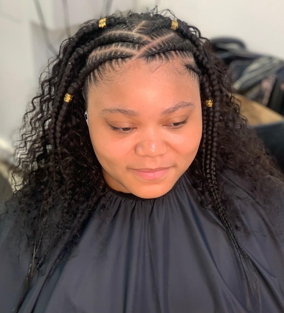 Stitch Braids With Loose Ends And Beads Stitch Braids With Loose Ends And Beads — Simple Stitch Braids Hairstyles
