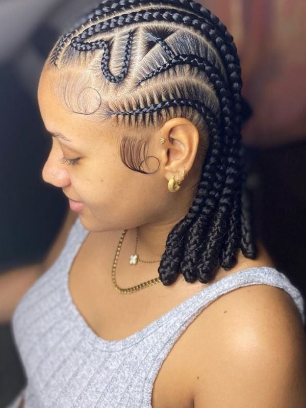 Shoulder Length Geometric Stitch Braids Shoulder Length Geometric Stitch Braids — Simple Stitch Braids Hairstyles