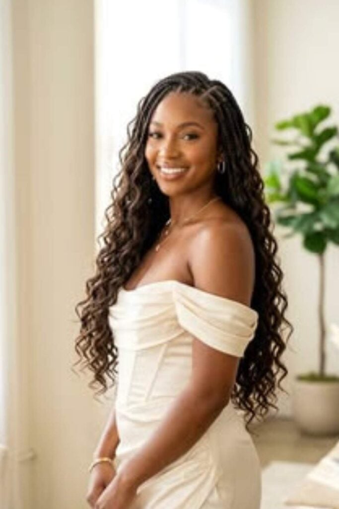 Mid-Back Loose Waves With Braided Accents — Simple Strapless Dresses Hairstyles