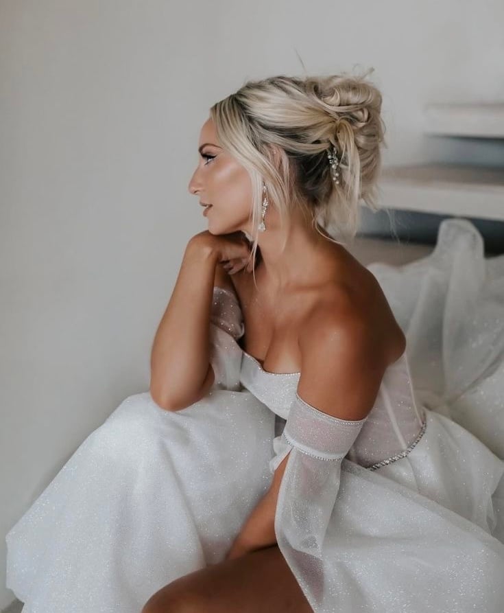 Blonde Textured Braided Updo — Simple Strapless Dresses Hairstyles