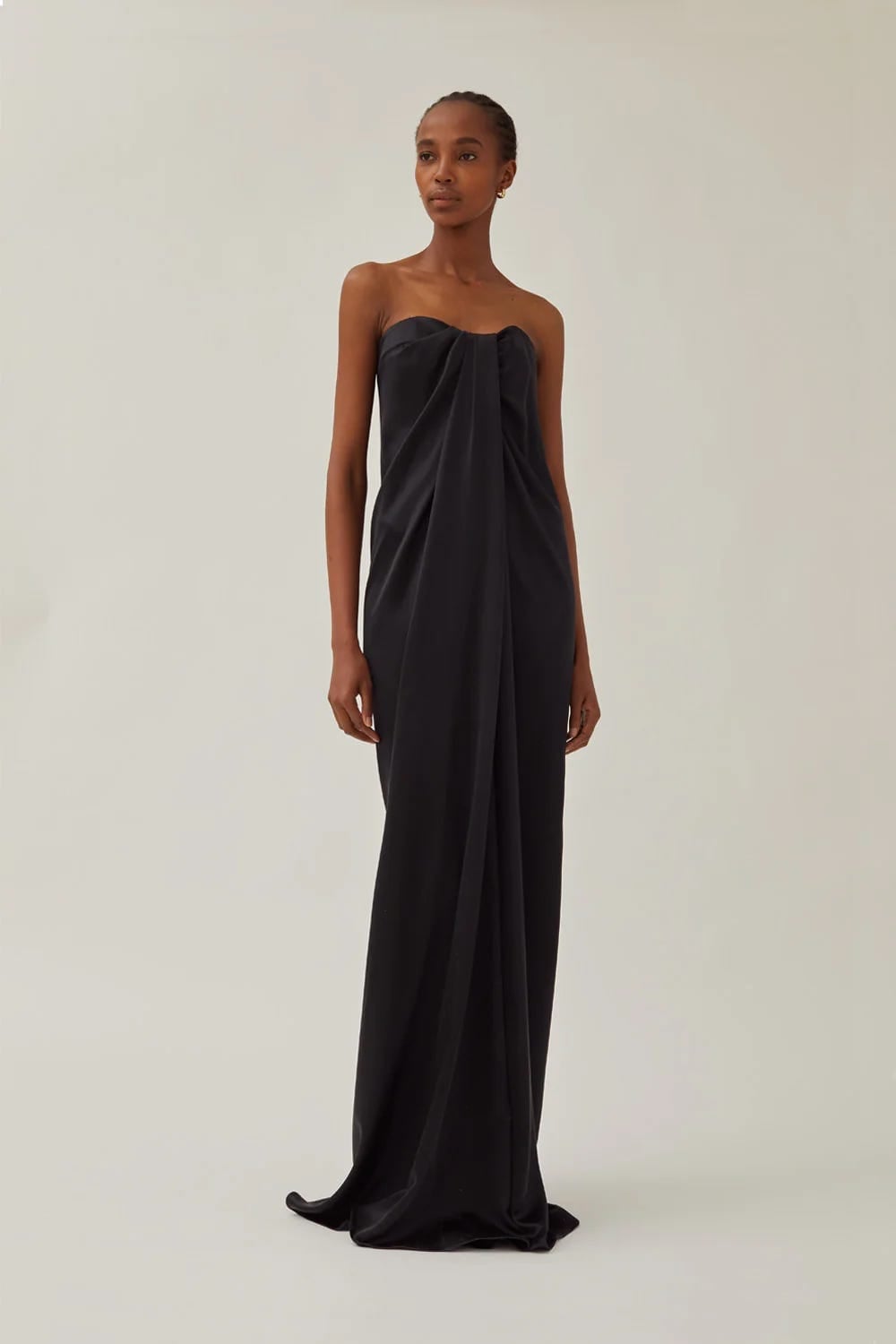 Coily Fine Black Braided Updo — Simple Strapless Dresses Hairstyles