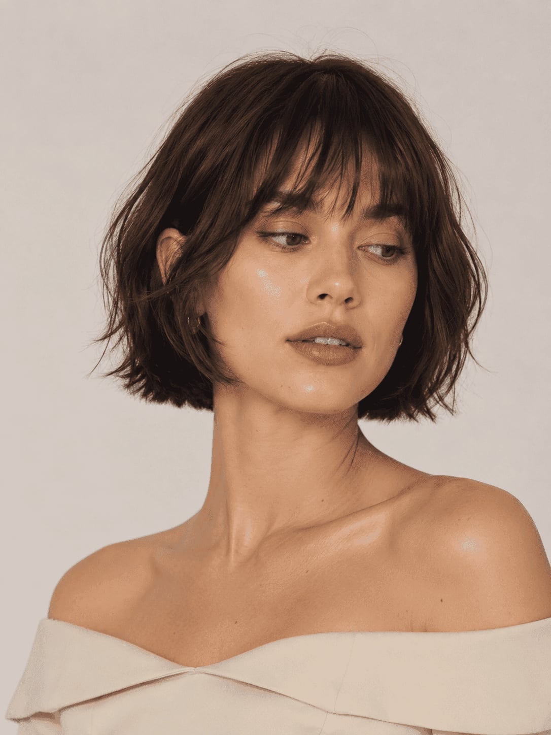 Chin Length Bob With Blunt Bangs And Texture — Simple Trending Hairstyle